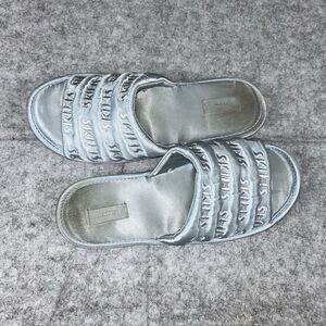 Skims Celeste Slippers Slides Baby Powder Blue Satin Shiny Limited - Women's 40
